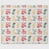 キャンディーケインストッキングクリスマスツリー ラッピングペーパー (フラット)