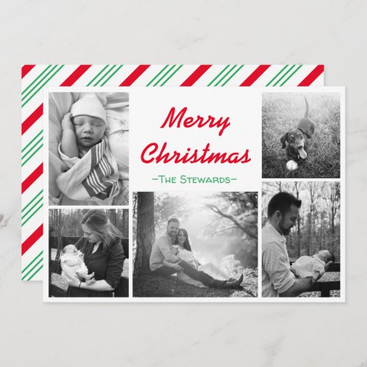 キャンディーケインストライプクリスマスカード シーズンカード (正面/裏面)