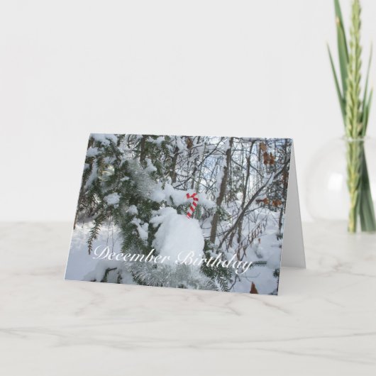 キャンディーケインデコレーション – ディセンバー誕生日 カード (正面)