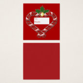 キャンディーケインハートで赤いベルとホリー (正面&裏面)