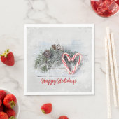 キャンディーケインハートとパイン スタンダードランチョンナプキン (インサイチュ)