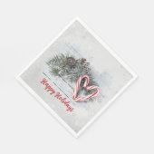 キャンディーケインハートとパイン スタンダードランチョンナプキン (角)