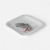 キャンディーケインハートとパイン ペーパープレート (傾斜あり)