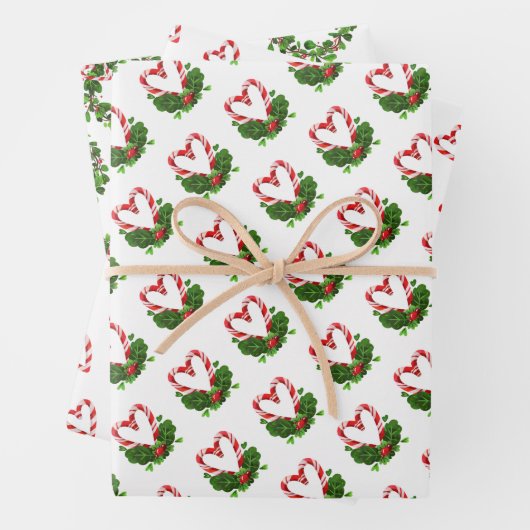 キャンディーケインハートクリスマスジョイスウィートラブおもしろい ラッピングペーパーシート (インサイチュ)