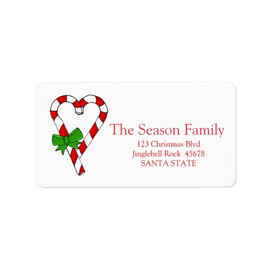 キャンディーケインハートクリスマス住所 シール (正面)