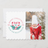 キャンディーケインハートグリーンパインクリスマスクレストフォト シーズンカード (正面)