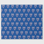 キャンディーケインハートズオンブルー ラッピングペーパー (フラット)