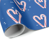 キャンディーケインハートズオンブルー ラッピングペーパー (ロールコーナー)