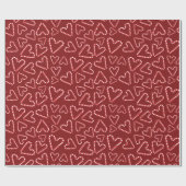 キャンディーケインハートバーガンディーレッドクリスマスシームレス ラッピングペーパー (フラット)