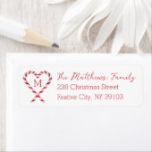 キャンディーケインハートモノグラムクリスマス差出人住所 ラベル (インサイチュ)