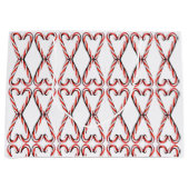 キャンディーケインハート赤と白プリント抱き枕 ラージペーパーバッグ (正面)