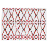 キャンディーケインハート赤と白プリント抱き枕 ラージペーパーバッグ (裏面)