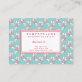 キャンディーケインパターンティール（緑がかった色）クリスマスプレゼント証明書 名刺 (裏面)