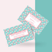 キャンディーケインパターンティール（緑がかった色）クリスマスプレゼント証明書 名刺