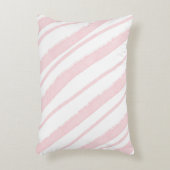 キャンディーケインピンクストライプの赤面水彩 アクセントクッション (正面(垂直))