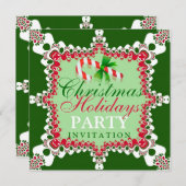 キャンディーケインフェスティバルクリスマスパーティの招待状 招待状 (正面/裏面)