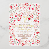 キャンディーケインフローラクリスマスベビーシャワー招待状 箔招待状 (正面)