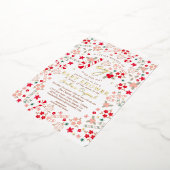 キャンディーケインフローラクリスマスベビーシャワー招待状 箔招待状 (回転した状態)