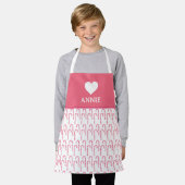 キャンディーケインペパーミントクリスマスホリデーハート名 エプロン (着用した状態)
