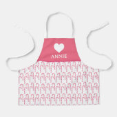 キャンディーケインペパーミントクリスマスホリデーハート名 エプロン (正面)