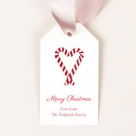 キャンディーケインペパーミントハート赤と白ホリデー ギフトタグ