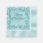 キャンディーケインペパーミントペーパーナプキン 縁ありカクテルナプキン (正面)