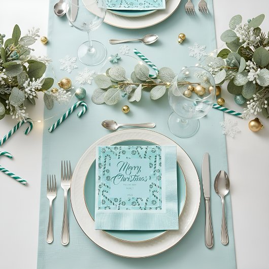 キャンディーケインペパーミントペーパーナプキン 縁ありカクテルナプキン