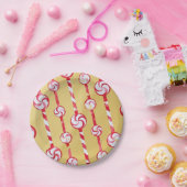 キャンディーケインペパーミント金ゴールド紙プレート ペーパープレート (パーティー)