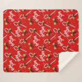 キャンディーケインホリーすてきフェスティバルモダンクリスマス シェルパブランケット (正面(横))