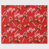 キャンディーケインホリークリスマスギフトラップすてきラップ ラッピングペーパー (フラット)