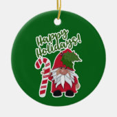 キャンディーケインホリー格言 | Happy Holidays! セラミックオーナメント (正面)