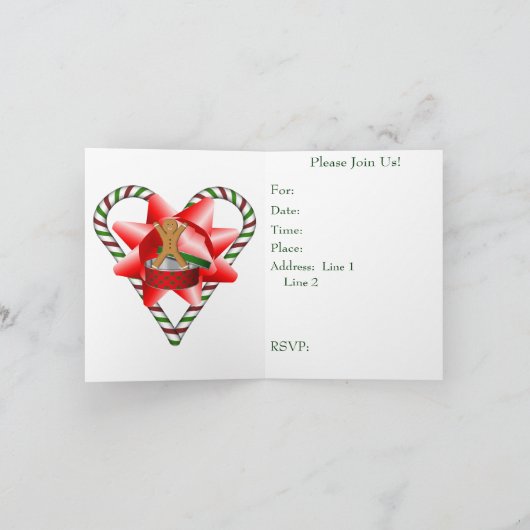 キャンディーケインボウクリスマスホリデーパーティー招待状 招待状 (内部)