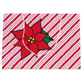 キャンディーケインポインセチア抱き枕 ラージペーパーバッグ (正面)