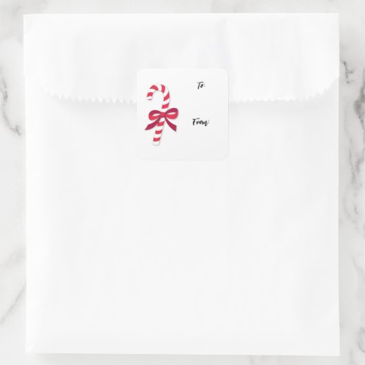 キャンディーケインリボンクラシックイラストレーション スクエアシール (バッグ)