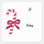 キャンディーケインリボンクラシックイラストレーション スクエアシール (正面)
