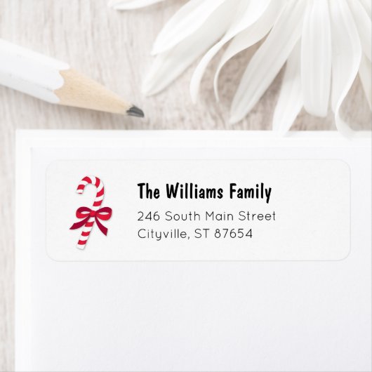 キャンディーケインリボンクラシックイラストレーション ラベル (インサイチュ)