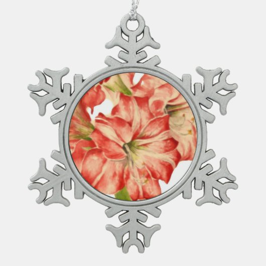 キャンディーケインリリオンピュータースノーフレークオーナメント スノーフレークピューターオーナメント (正面)