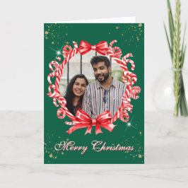 キャンディーケインリース写真クリスマス シーズンカード