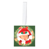 キャンディーケインリース写真テンプレート キューブオーナメント (正面)