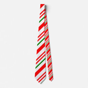 キャンディーケインレッドグリーンクリスマスパターン ネクタイ