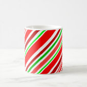 キャンディーケインレッドグリーンホワイトストライプフェスティバル コーヒーマグカップ (中央)