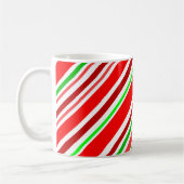 キャンディーケインレッドグリーンホワイトストライプフェスティバル コーヒーマグカップ (左)