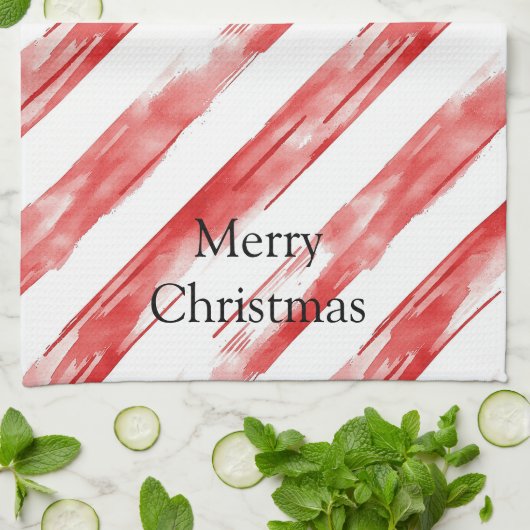 キャンディーケインレッドストライプクリスマスクリスマス キッチンタオル (折り畳み)
