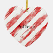 キャンディーケインレッドストライプクリスマスクリスマス セラミックオーナメント (正面)