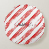 キャンディーケインレッドストライプクリスマスクリスマス ラウンドクッション (正面)
