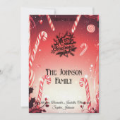 キャンディーケインワンダーランドカスタムと家族の挨拶 招待状 (正面)