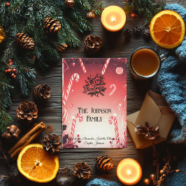 キャンディーケインワンダーランドカスタムと家族の挨拶 招待状