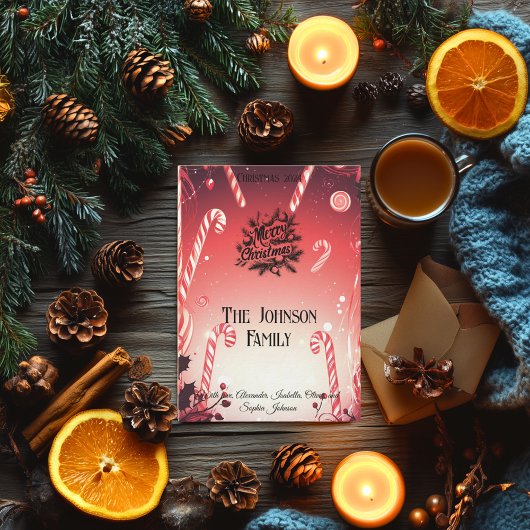 キャンディーケインワンダーランドカスタムと家族の挨拶 招待状