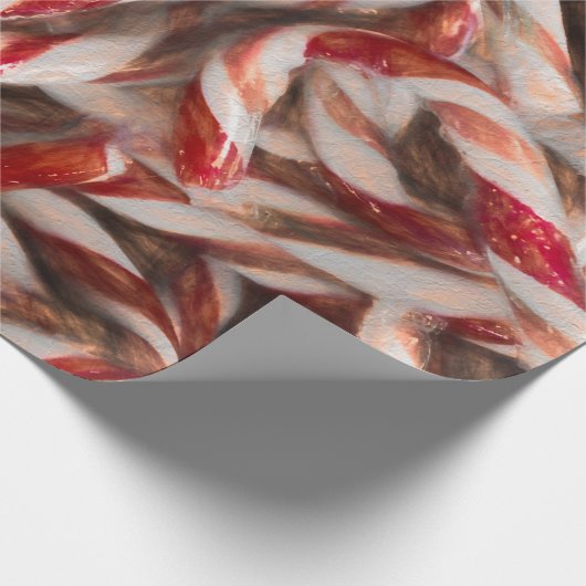 キャンディーケインヴィンテージアンティークレッドクリスマス ラッピングペーパー (角)