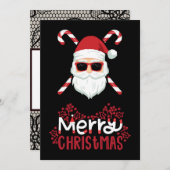 キャンディーケイン付き可愛いサンタ十字骨クリスマス シーズンカード (正面/裏面)
